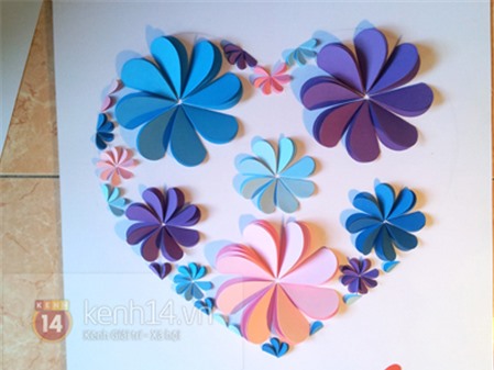 Cách làm tranh 3D hình trái tim hoa đẹp lung linh